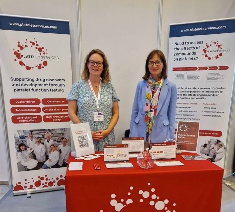 Liz and Natalia at the Platelet Services stand at Eurotox 2024