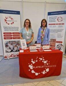 Liz and Natalia at the Platelet Services stand at Eurotox 2024